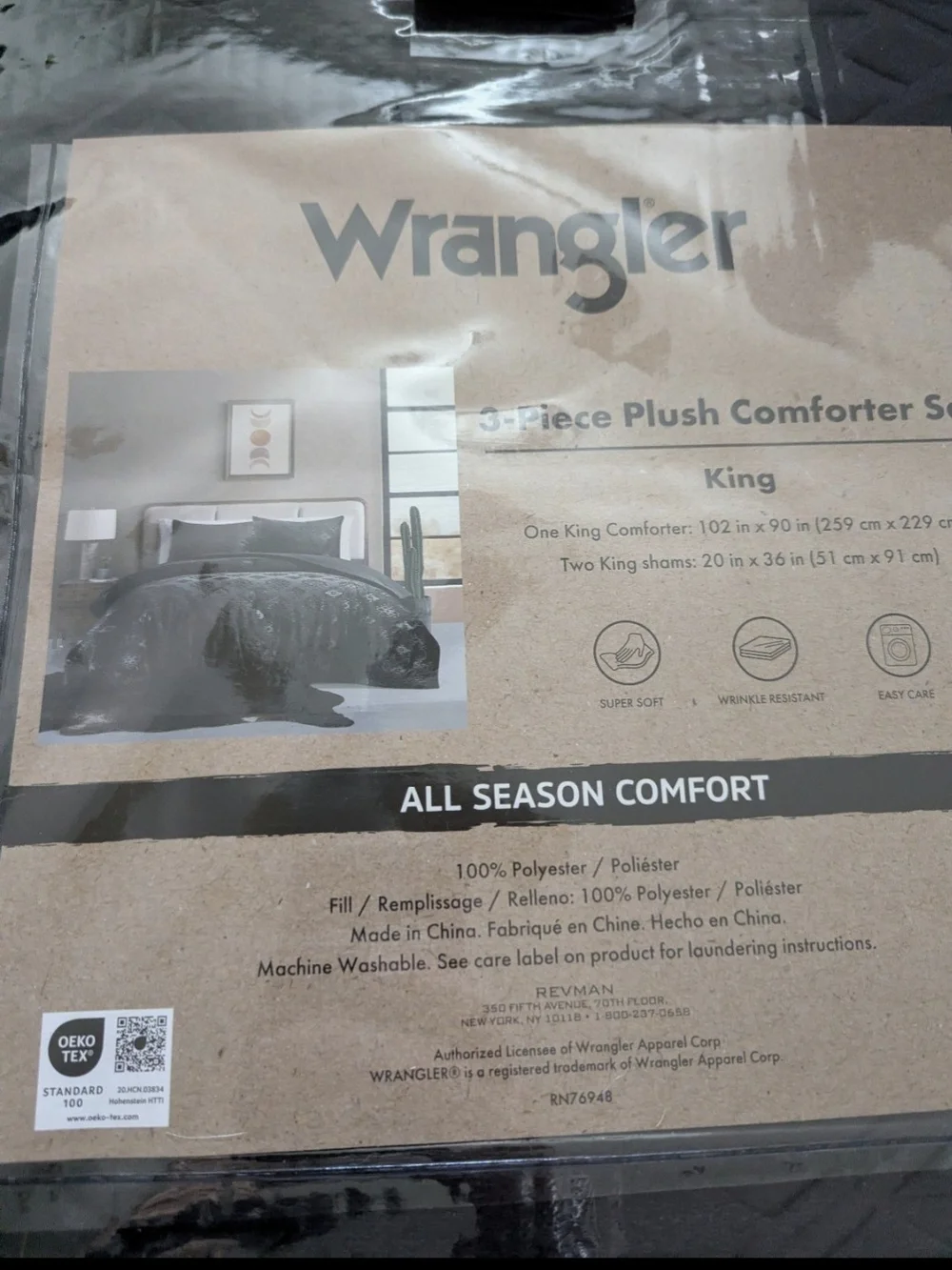 Wrangler Black 3-Piece Plush Comforter Set